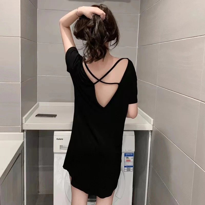 Summer Thin Homewear Cross-Back Mid-Length Skirt