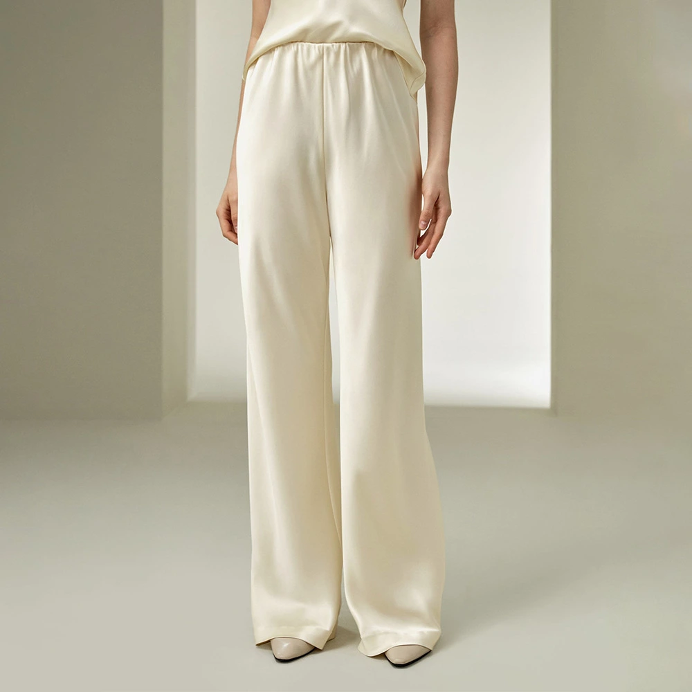 Cross-border Solid-color Satin Trousers European And American Style