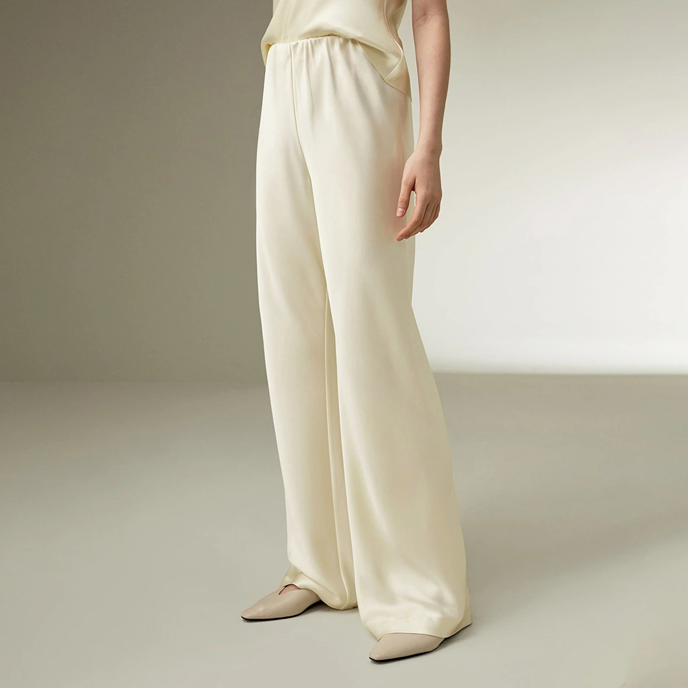 Cross-border Solid-color Satin Trousers European And American Style
