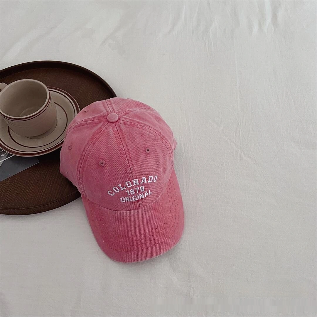 Vintage Distressed Baseball Cap With Embroidered Letters For Kids