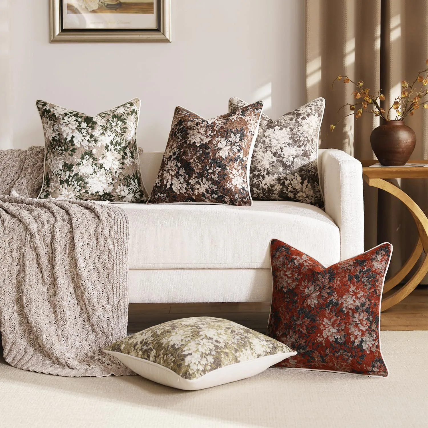 Vintage Floral Chenille Yarn-Dyed Jacquard Pillowcase