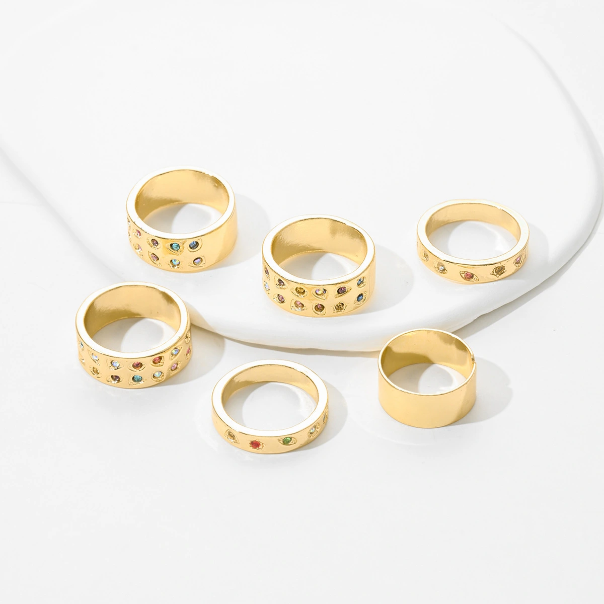 Retro Dopamine Colorful Ring 6-Piece Set