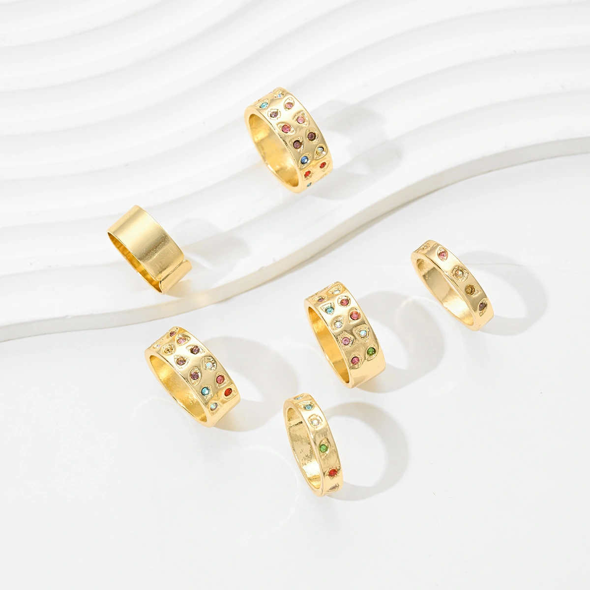 Retro Dopamine Colorful Ring 6-Piece Set