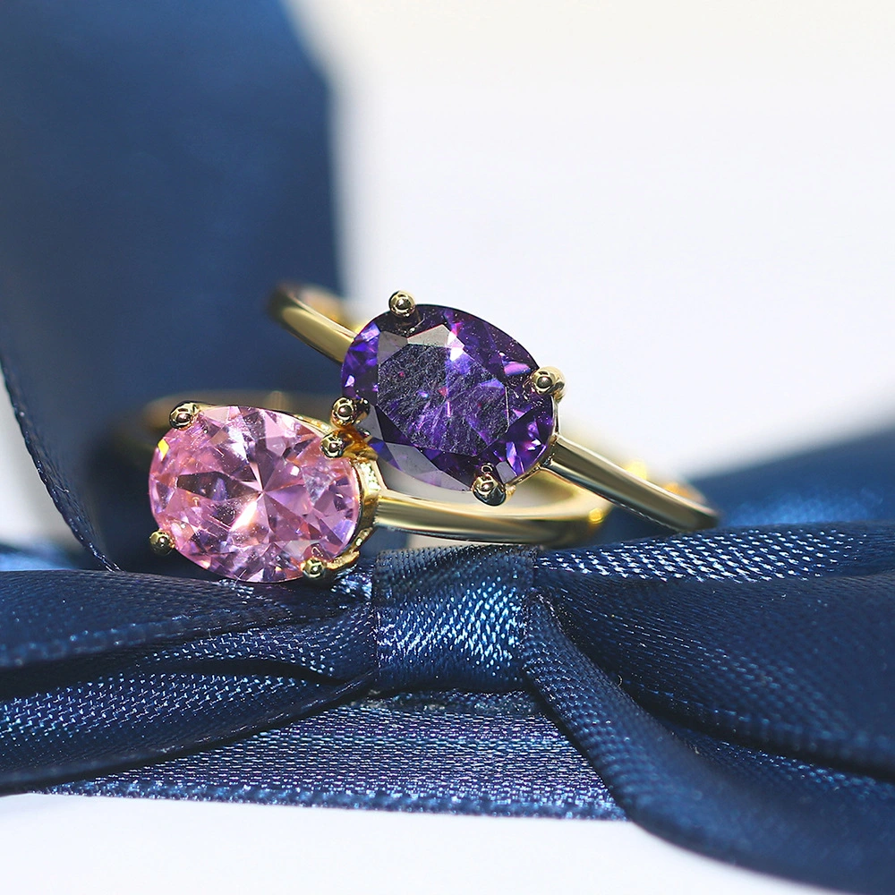 Women's Engagement Ring 3A Zircon Plated Real Gold