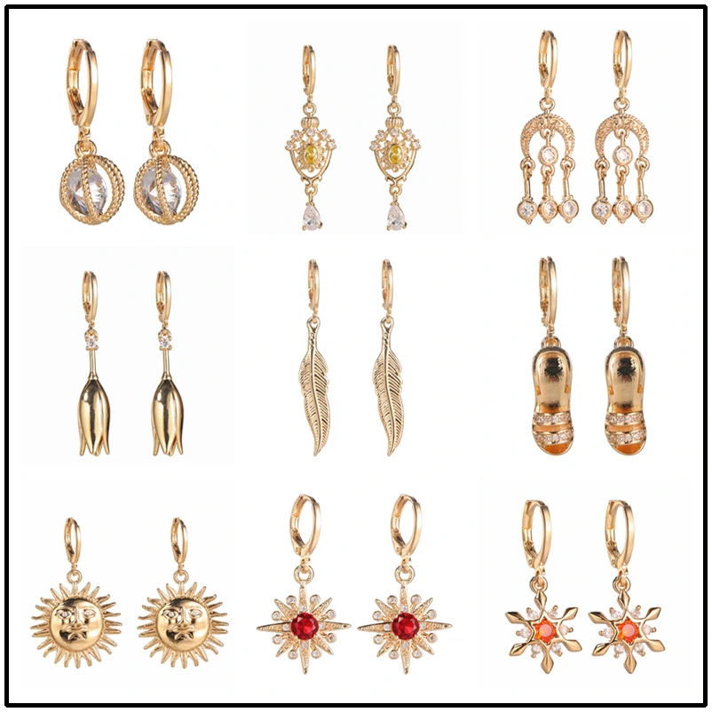 Fashionable Copper Earrings Heart, Triangle, And High Heel Design