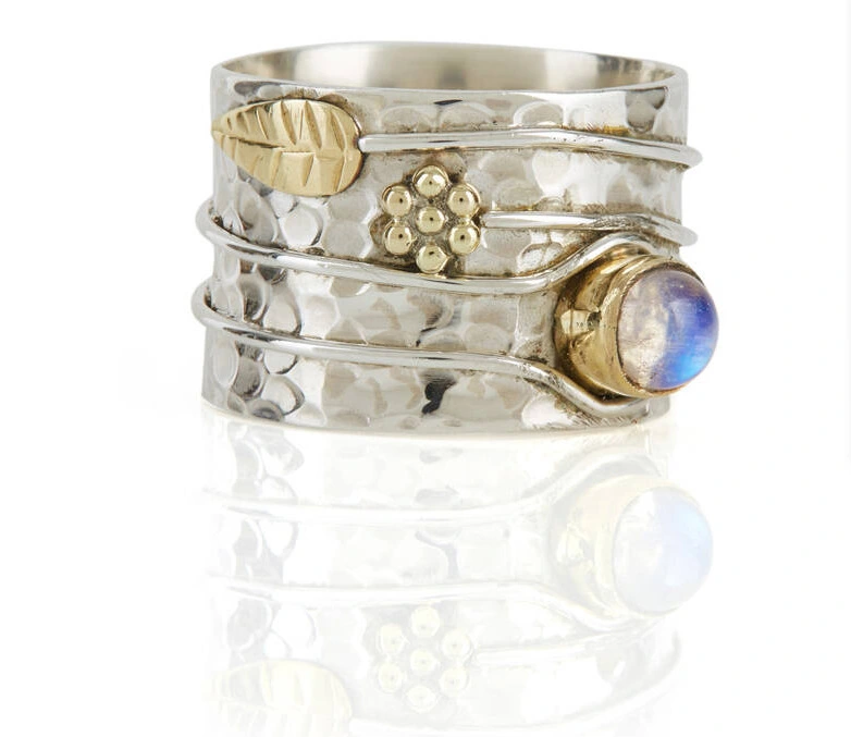 Moonstone Double-Color Plated Ring For Men And Women