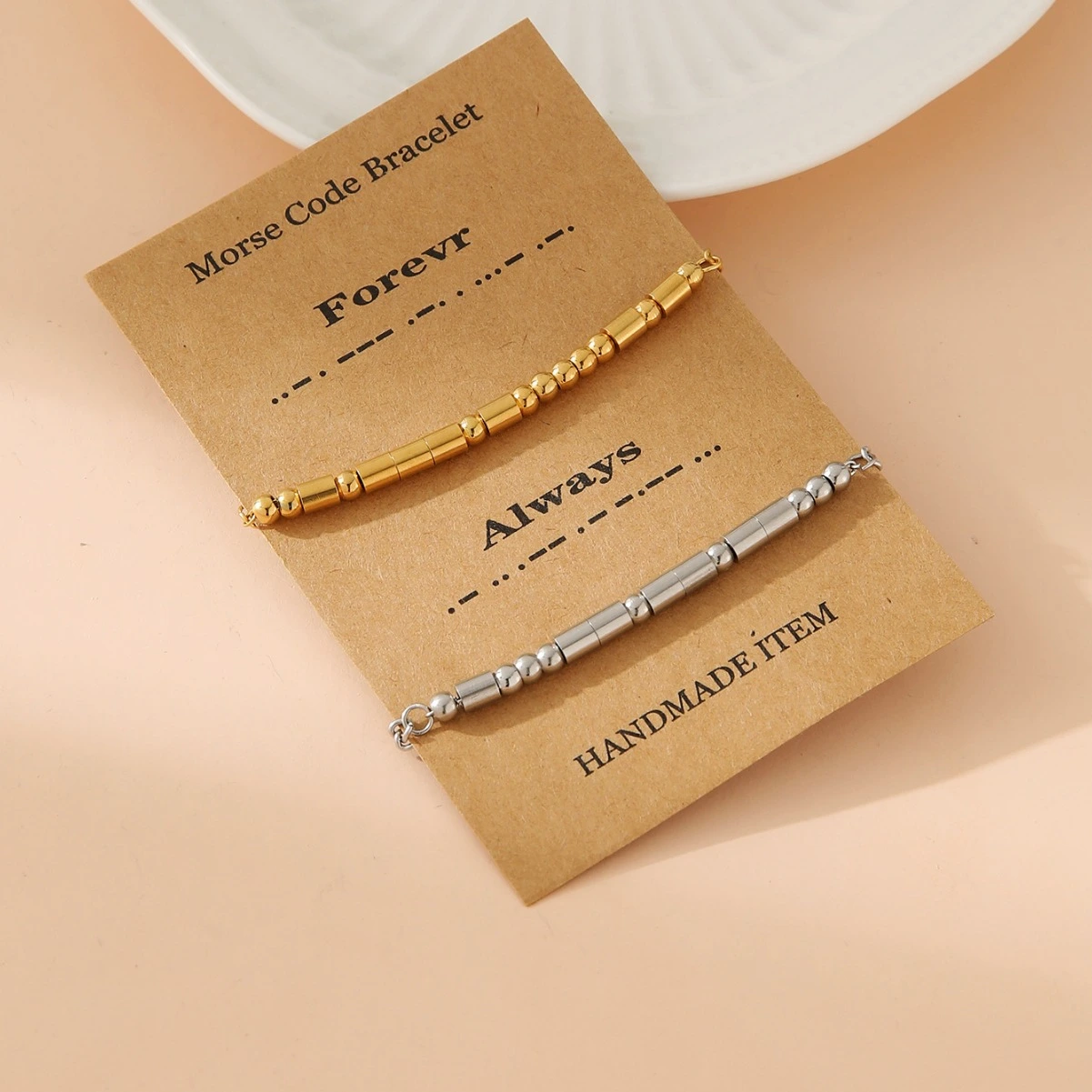 Stainless Steel Morse Code Bead Bracelet
