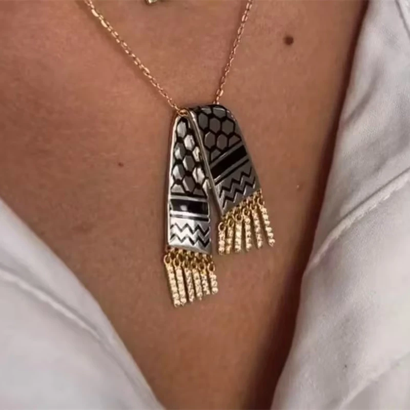 Stainless Steel Retro Palestinian Three-dimensional Women's Titanium Steel Necklace
