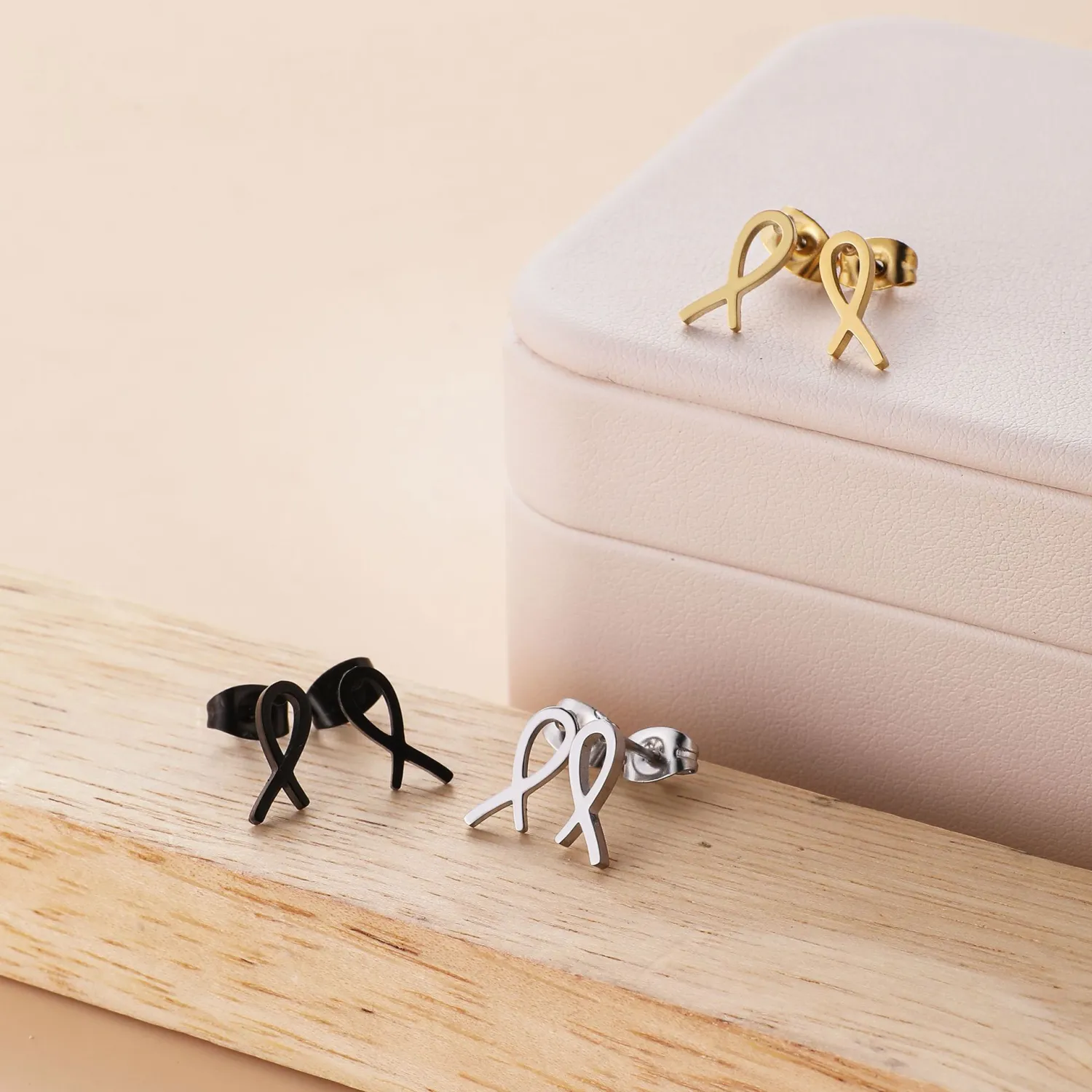 Knotted Scarf Shape Stainless Steel Stud Earrings