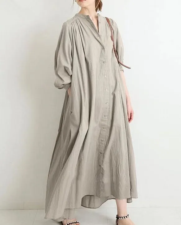 Standing Neck Large Swing Loose Fitting Women's Dress