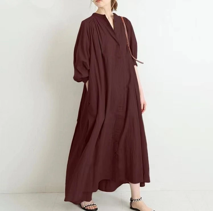 Standing Neck Large Swing Loose Fitting Women's Dress