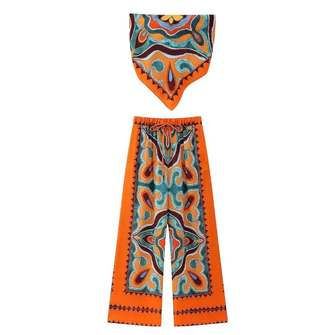 Women's Fashion Halter Headband Style Top Trousers