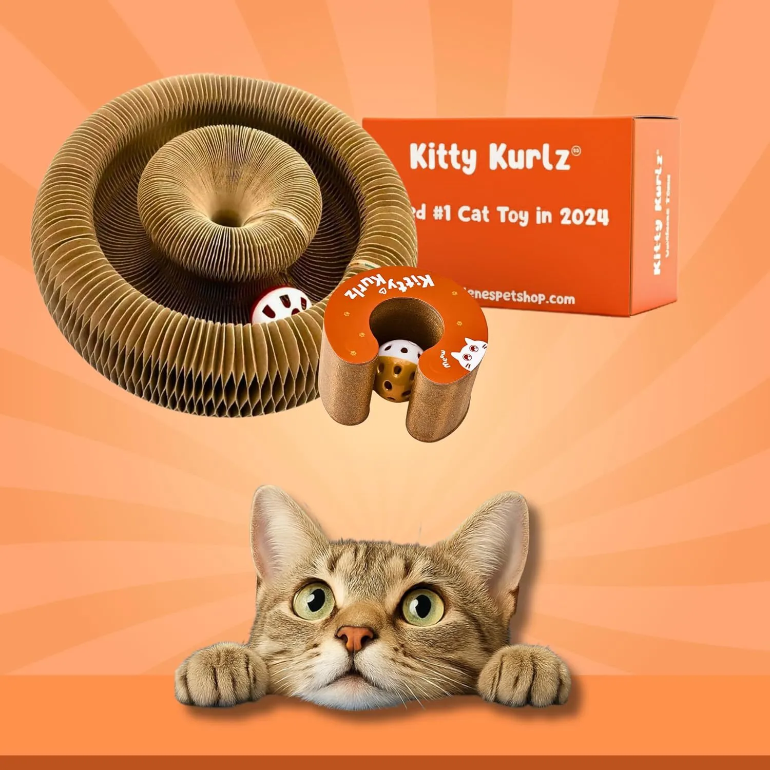 Cat Toy With Bells Accordion-style Scratching Post For Cats