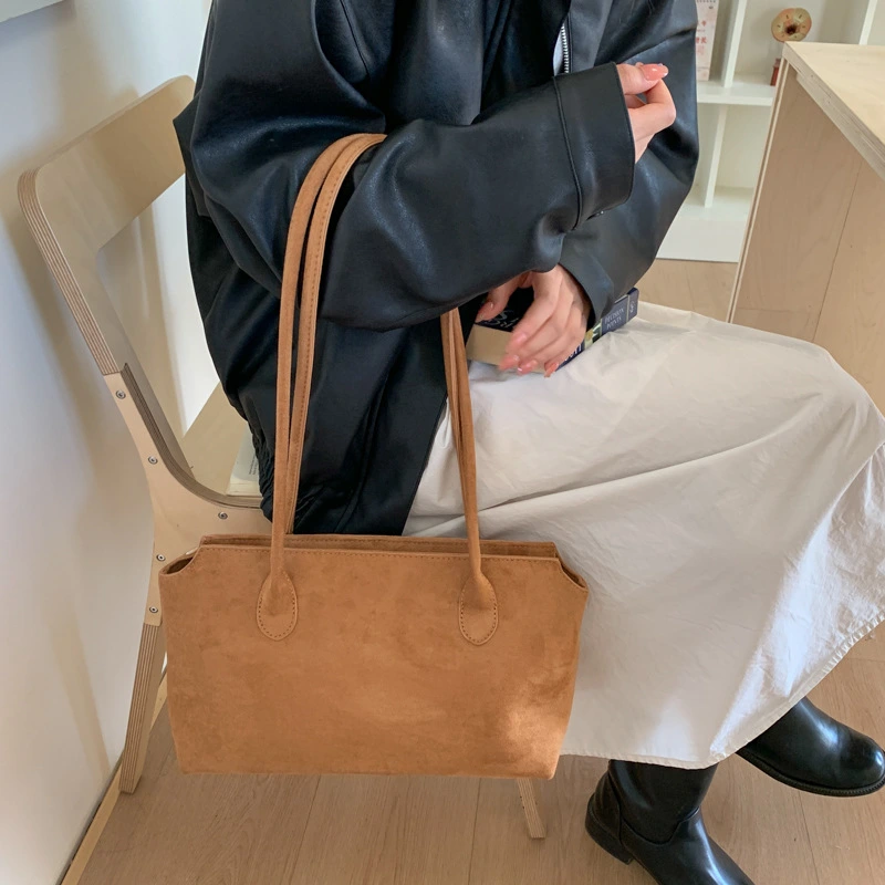 Fashionable Simple Retro Suede Large-Capacity Tote Bag