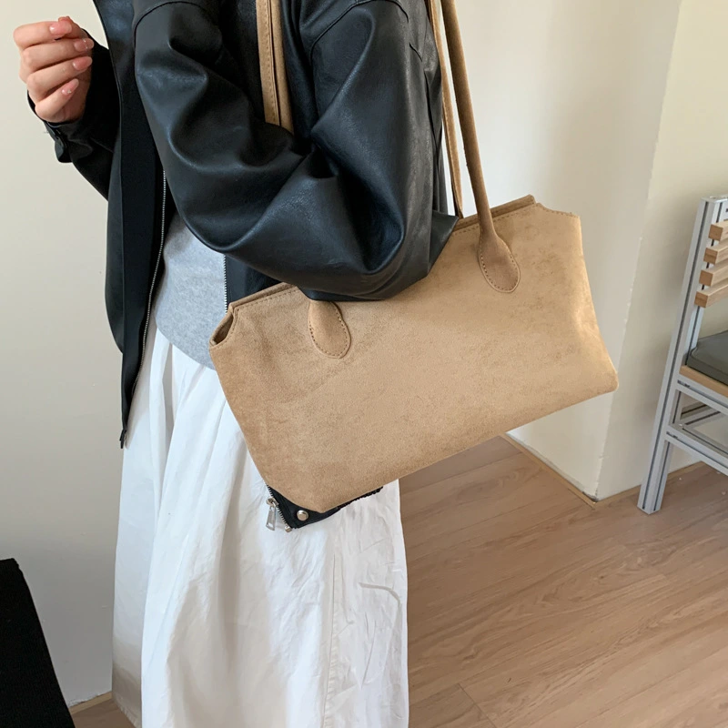 Fashionable Simple Retro Suede Large-Capacity Tote Bag