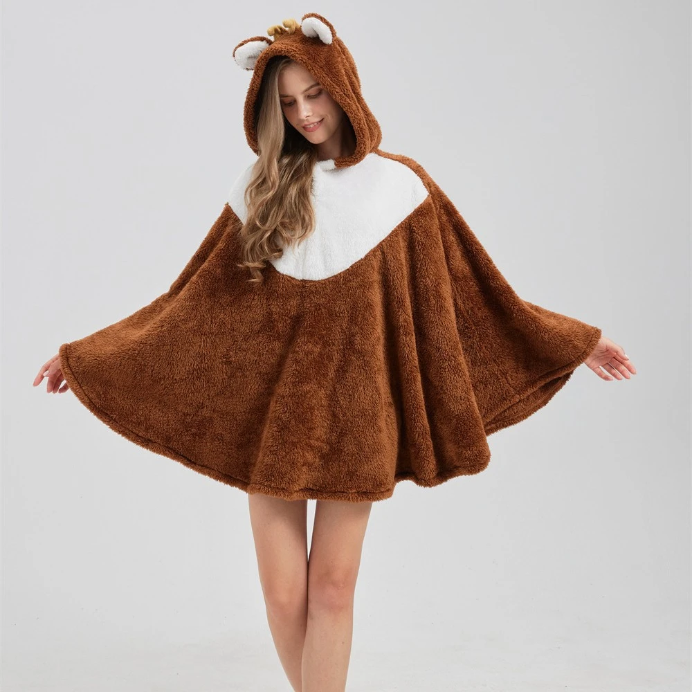 Animal-themed Lazy Cape Hooded Plush Cloak