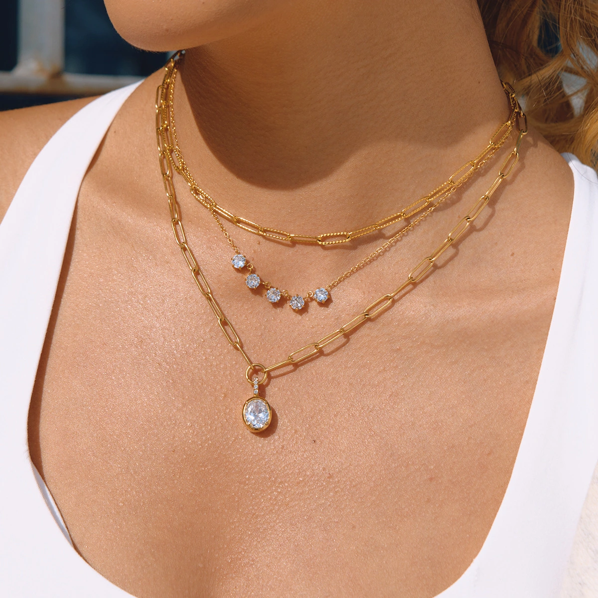 High-end 18K Gold Stainless Steel Delicate Necklace For Women