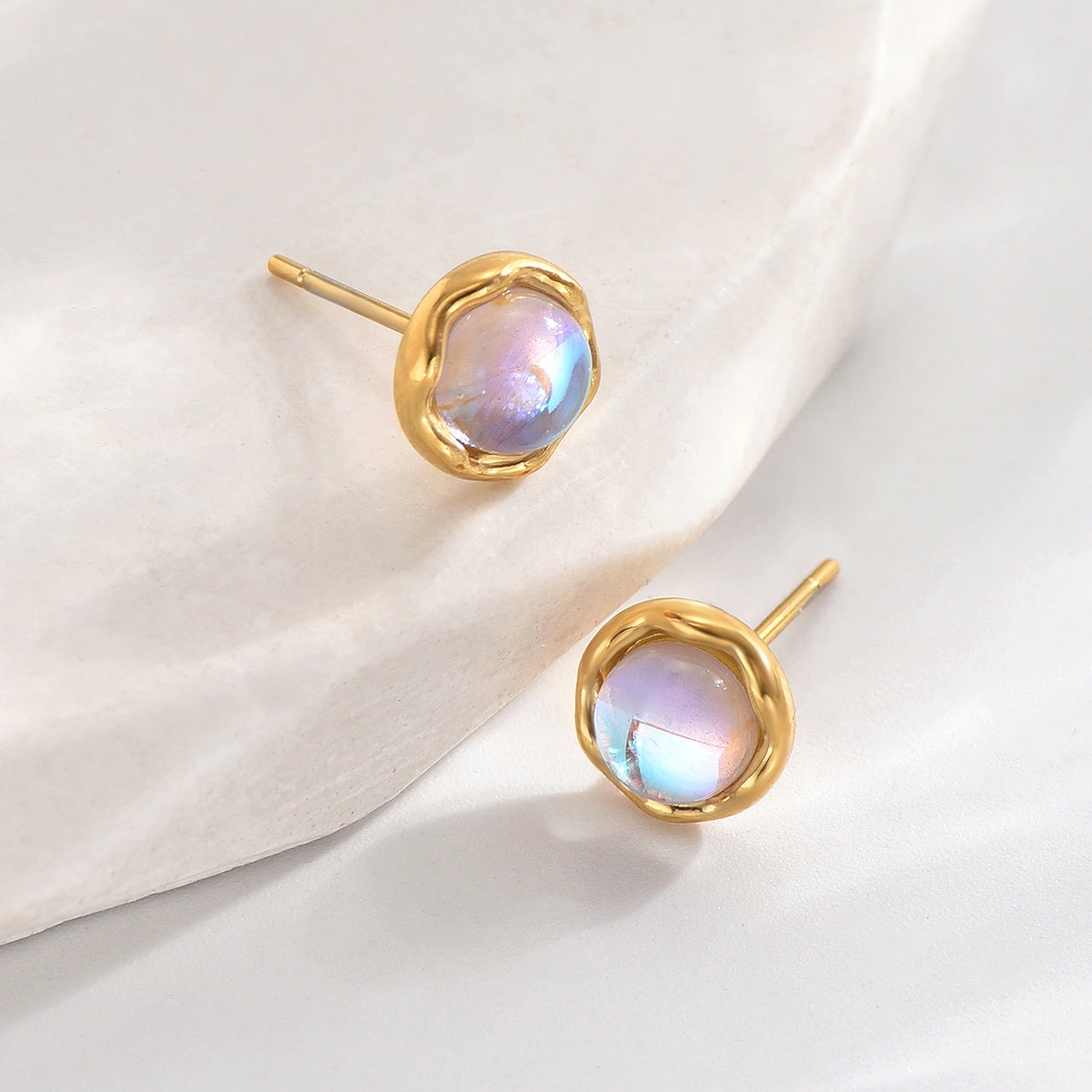 Fashion Moonstone Titanium Steel Earrings For Women