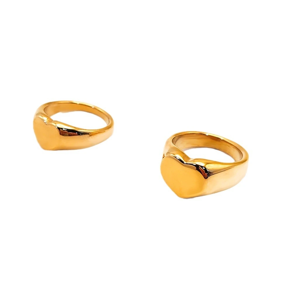 Loving-Heart 18K Gold-Plated Stainless Steel Ring For Women