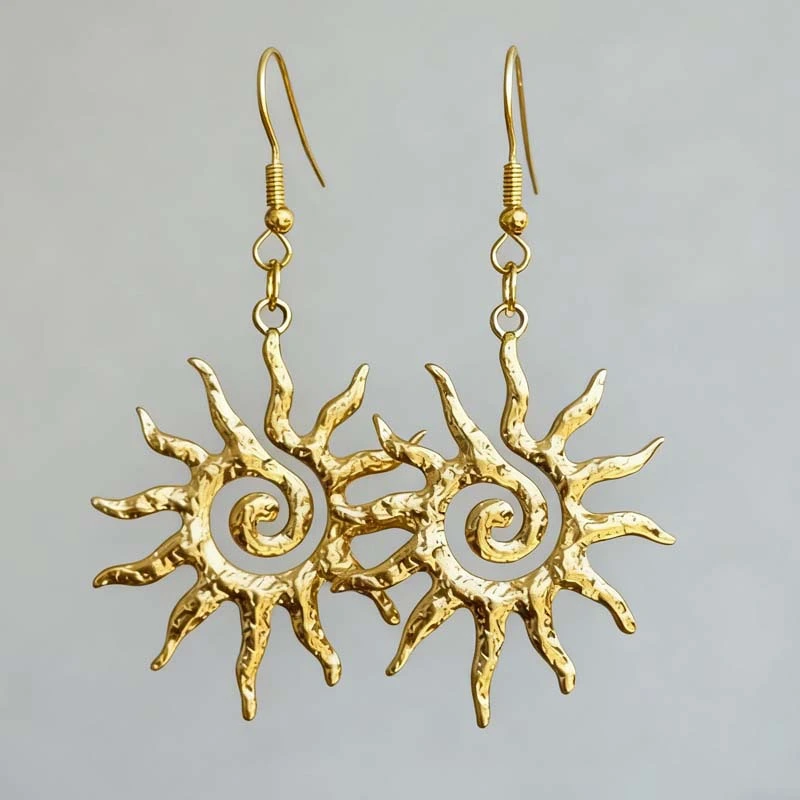 Sun Goddess Golden Hollow-Out Fashionable Minimalist Earrings