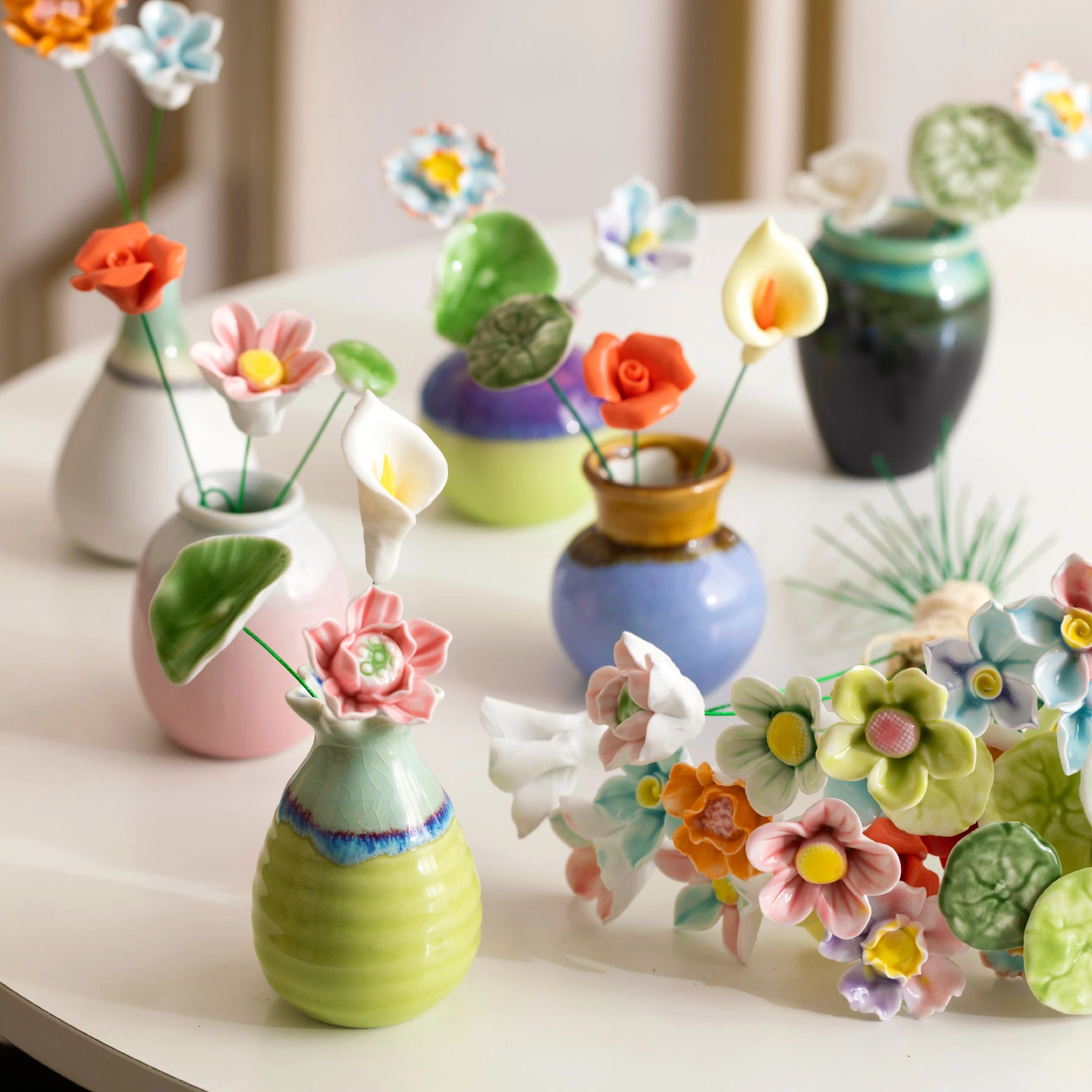 Ceramic Hand-Pinched Flower Creative Decorations