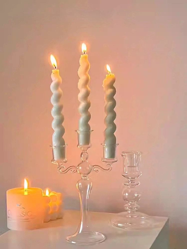 Retro Roman Column Glass Candle Holder Ornament Decoration