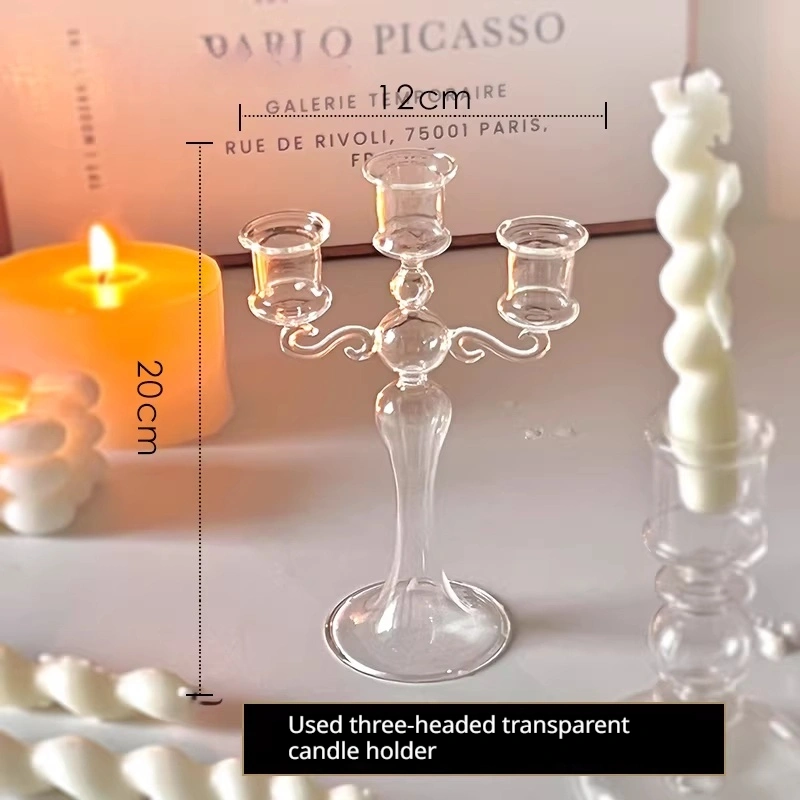 Retro Roman Column Glass Candle Holder Ornament Decoration