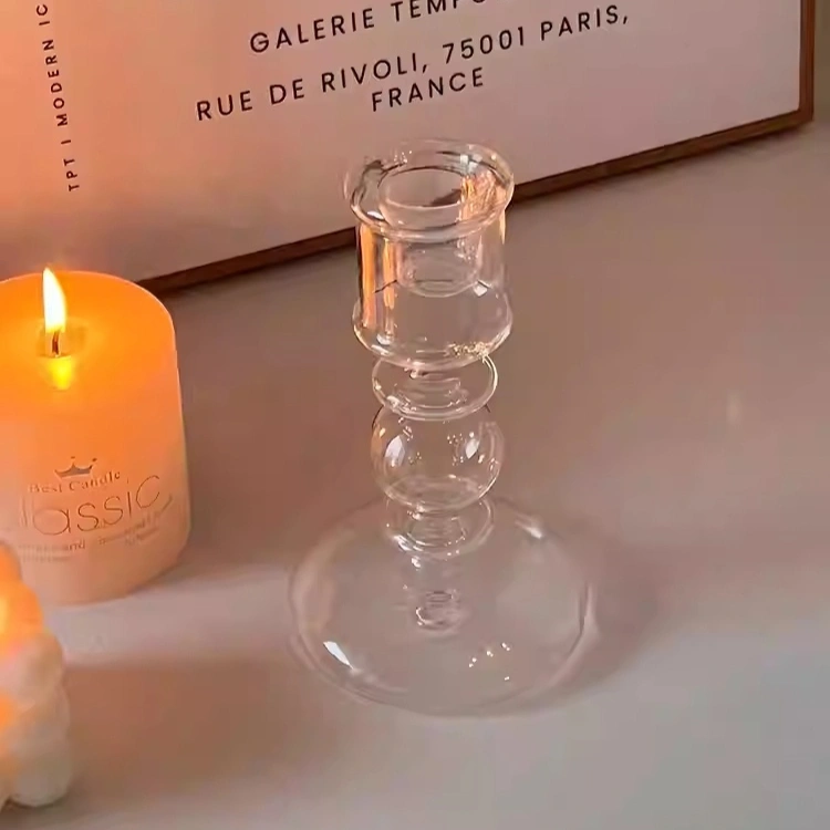Retro Roman Column Glass Candle Holder Ornament Decoration