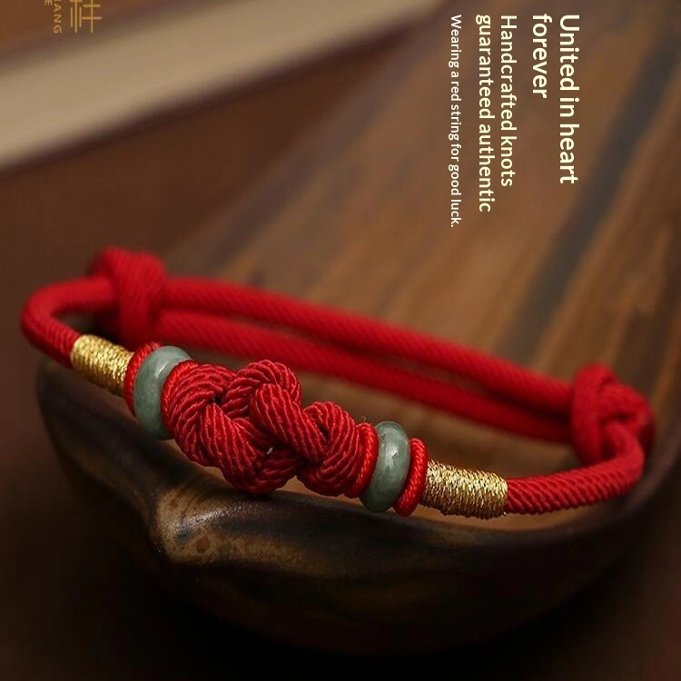 Red String Original Handwoven Couples Style Amulet Bead Thickened Bracelet For Both