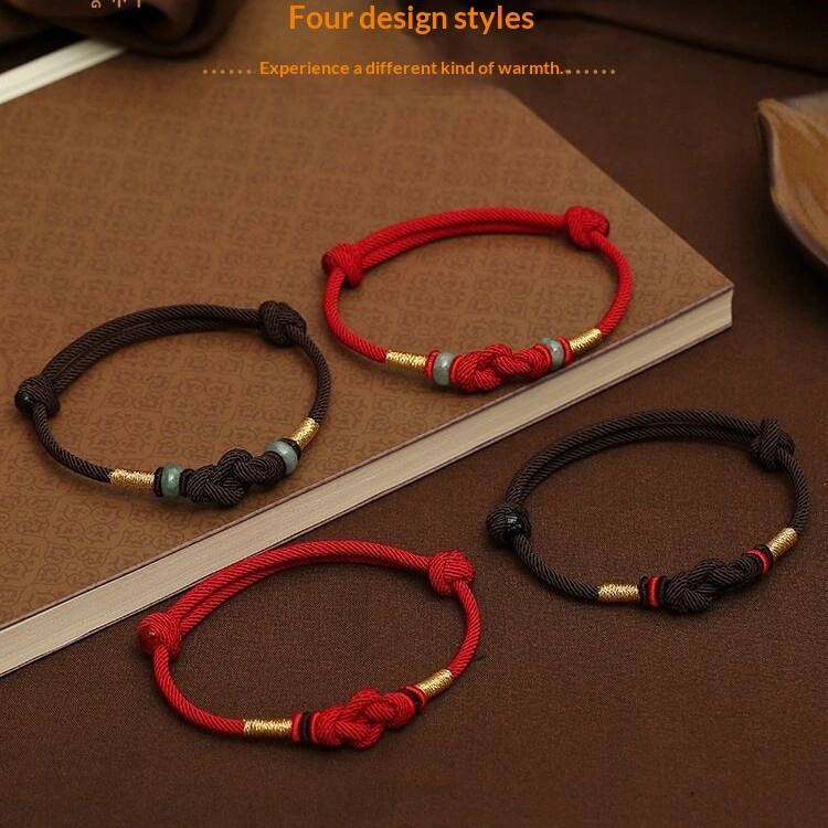 Red String Original Handwoven Couples Style Amulet Bead Thickened Bracelet For Both
