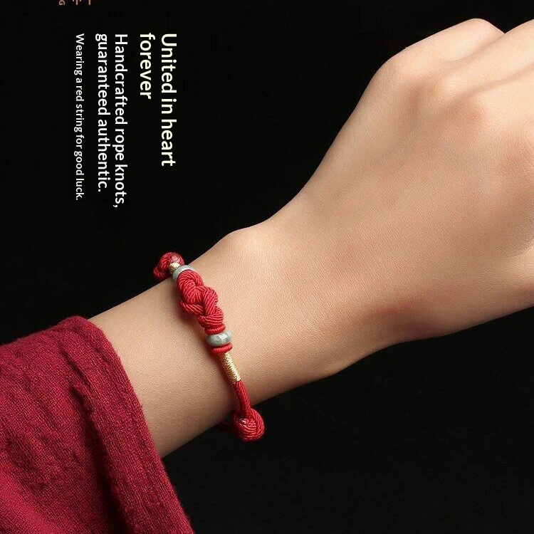 Red String Original Handwoven Couples Style Amulet Bead Thickened Bracelet For Both