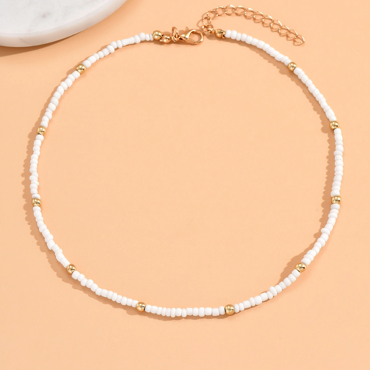Minimalist Rice Bead Plain Hoop Necklace Light Luxury Niche Style