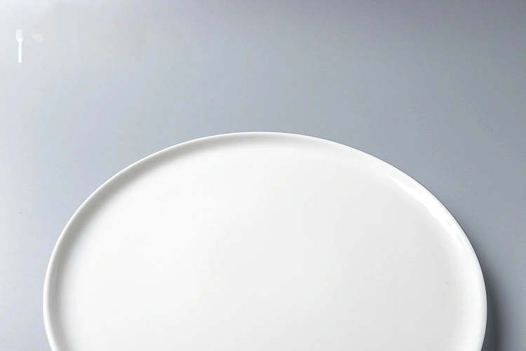 Pure White Ceramic Straight-edged Round Plate 8to12 Inches