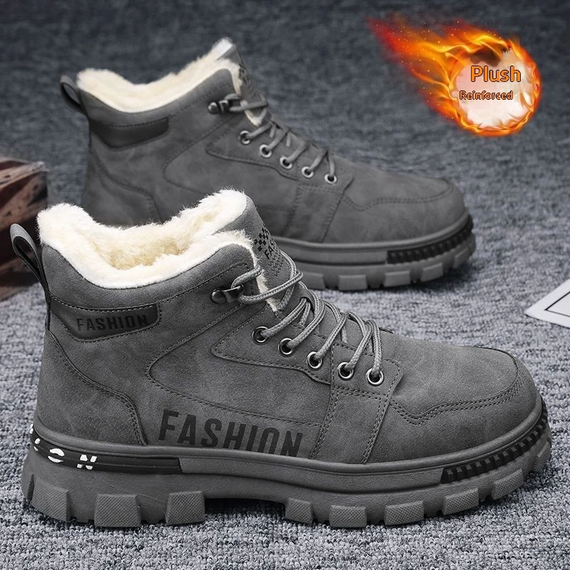 New Mens Fleece-lined Thickened Warm Cotton Shoes