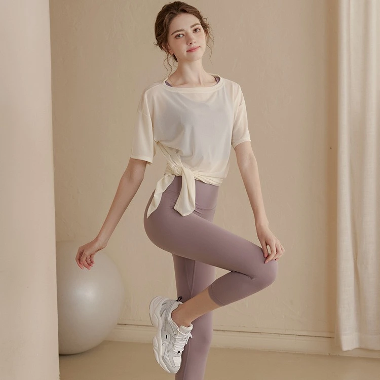 Loose Figure-Flattering Ice-Feel Sports Blouse Womens Quick-Drying Yoga Top
