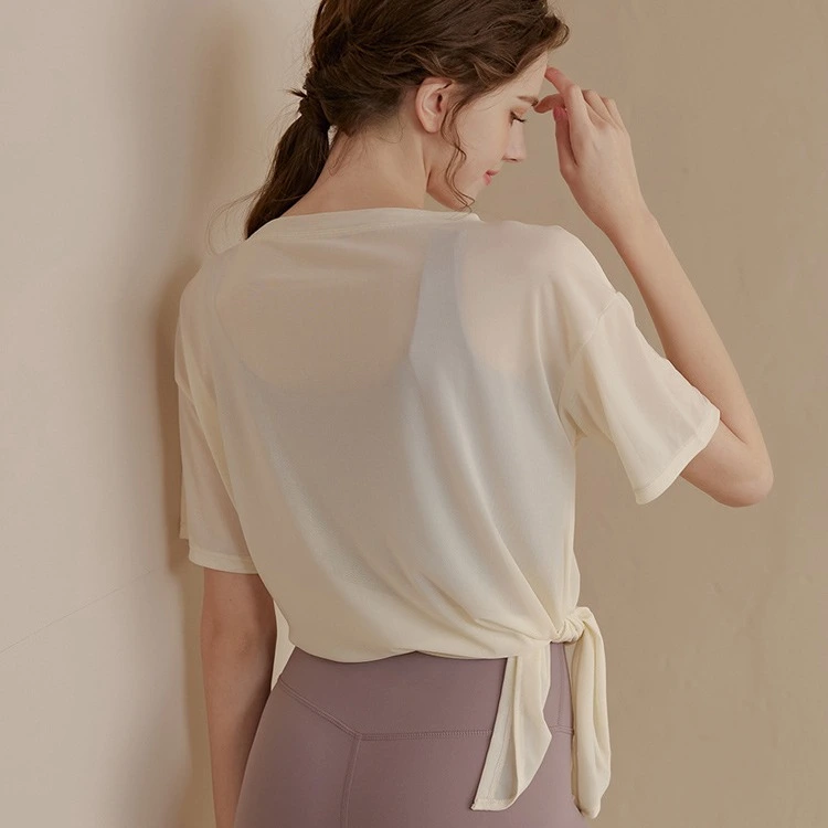 Loose Figure-Flattering Ice-Feel Sports Blouse Womens Quick-Drying Yoga Top