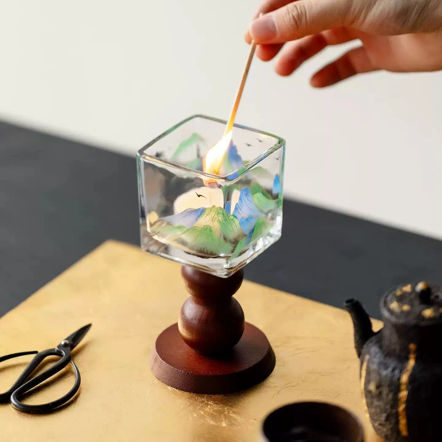 New Chinese-style Creative Elegant Glass Candle Holder