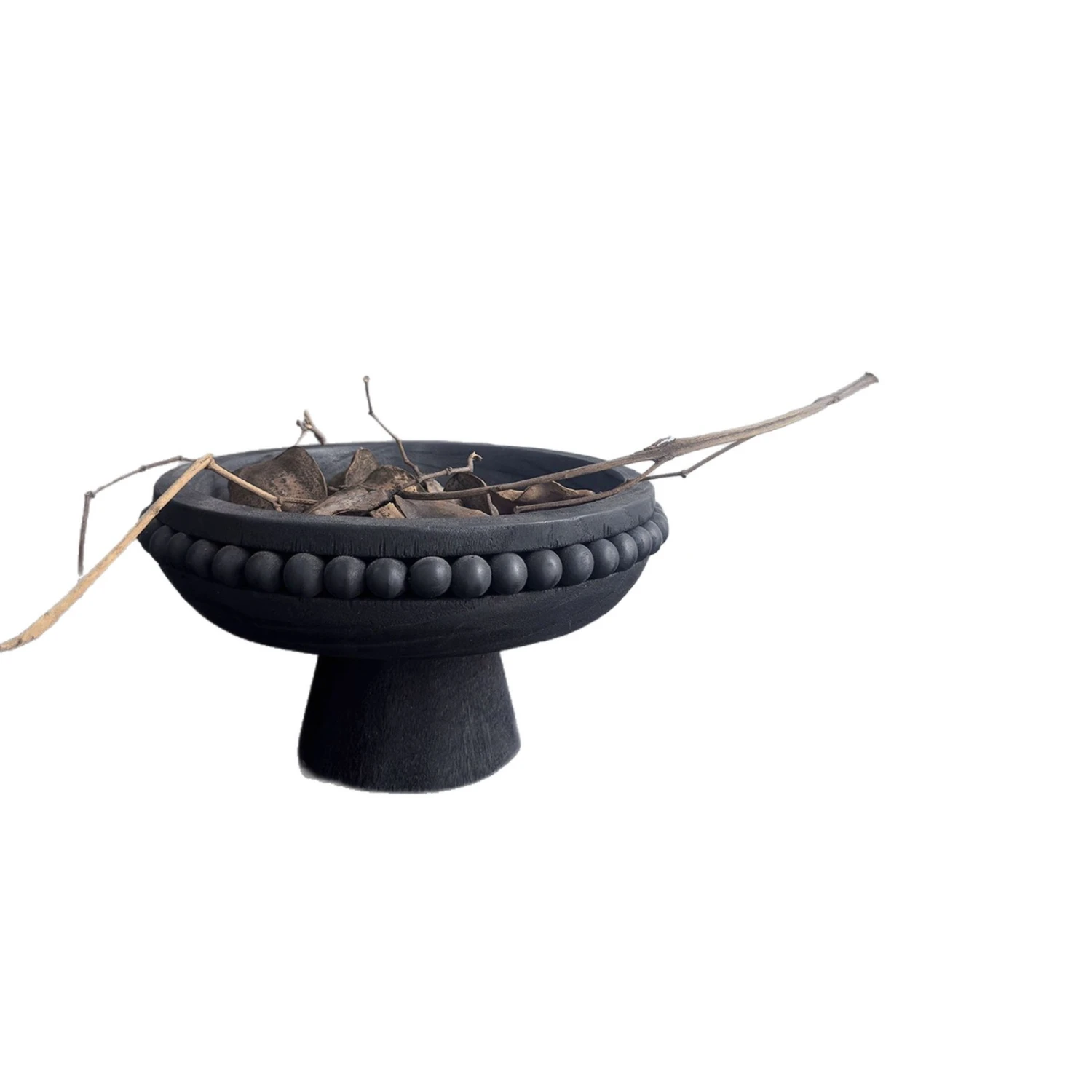 Wabi-Sabi Style Black Solid Wood Fruit Plate Home Living Room Coffee Table Art Tray Ornament