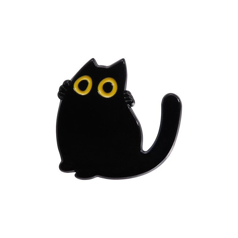 Personalized Cartoon Mini Black Kitten Brooch