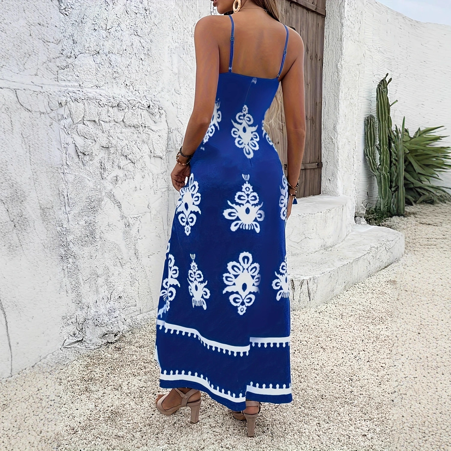 Printed Loose-fitting Figure-flattering Midi Dress