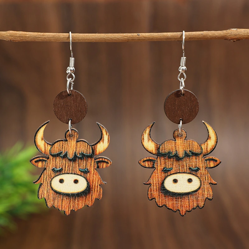 Ox-head High-mountain Cattle Personality Pendant Earrings