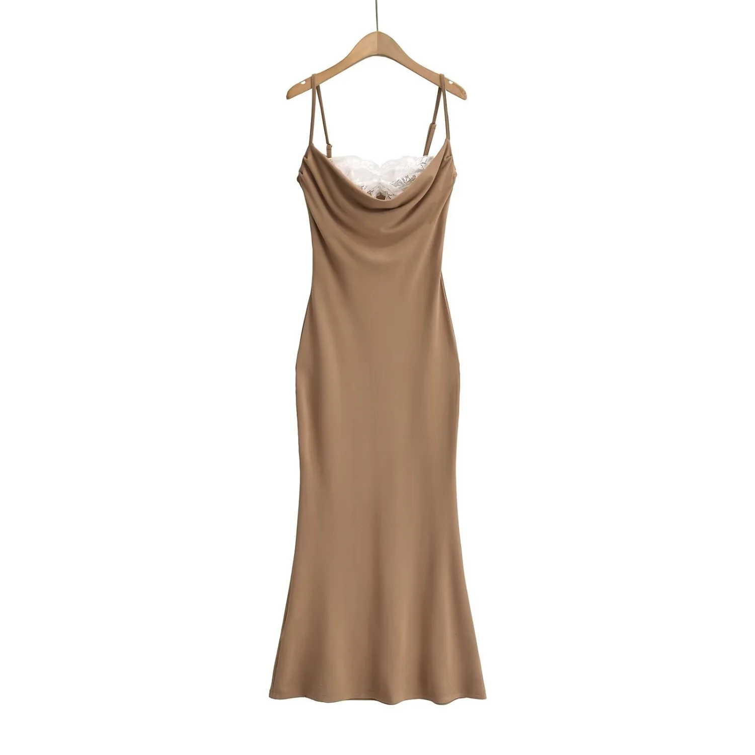 Lace-Panel Halter Mermaid Dress