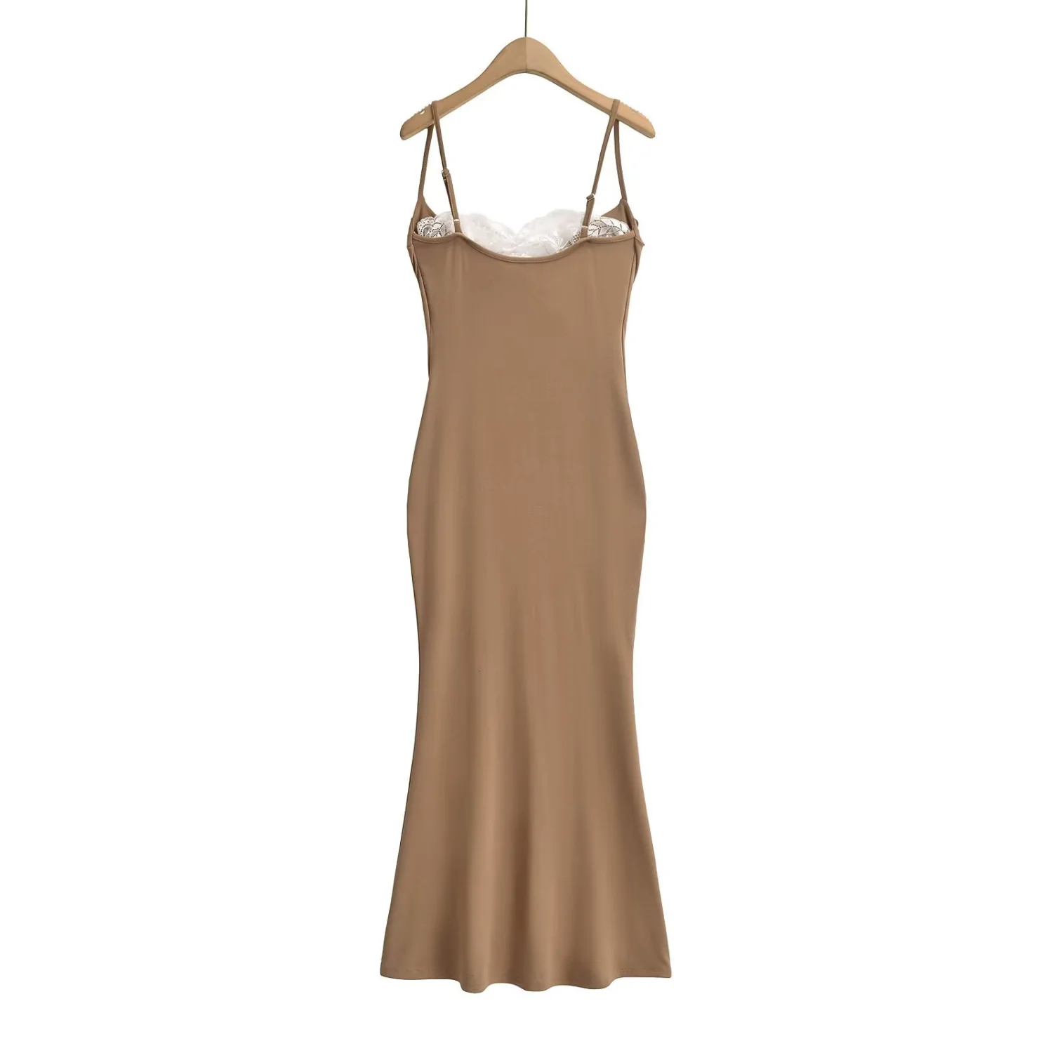 Lace-Panel Halter Mermaid Dress