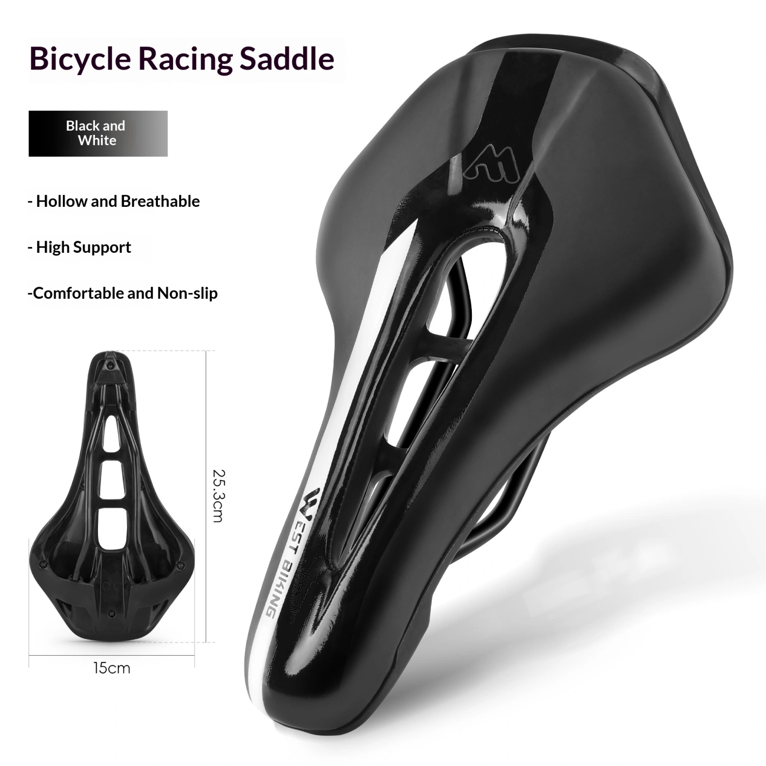 Hollow Breathable Racing Saddle For Bicycles