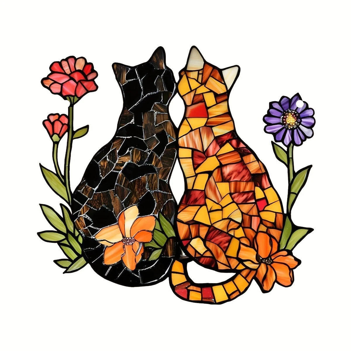 Acrylic Garden Friendship Cat Curtain Decor With Rope Hanging Pendant