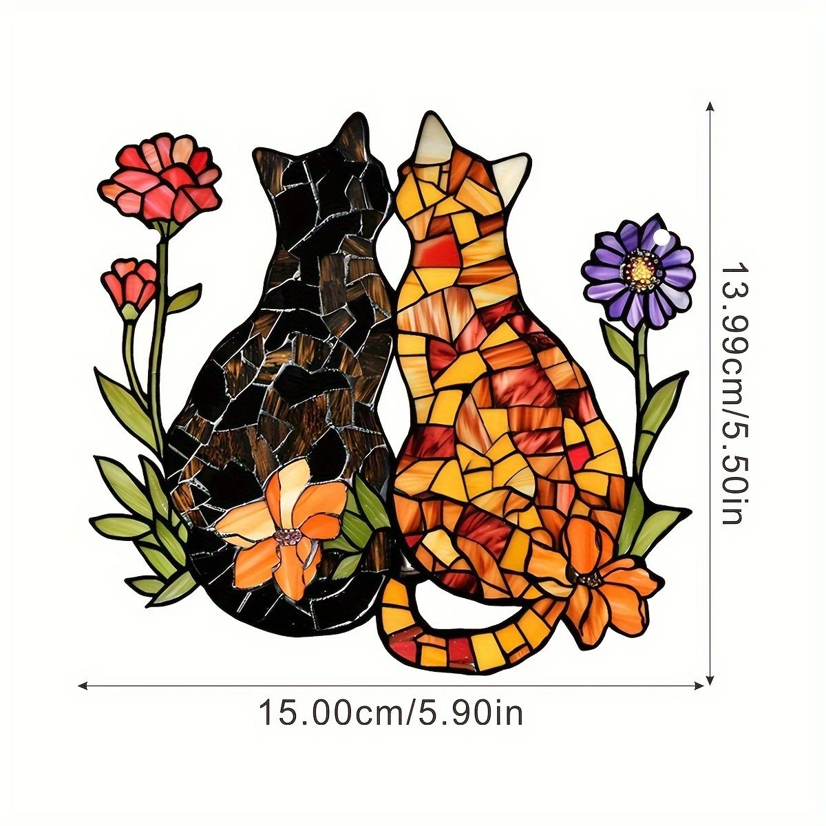 Acrylic Garden Friendship Cat Curtain Decor With Rope Hanging Pendant