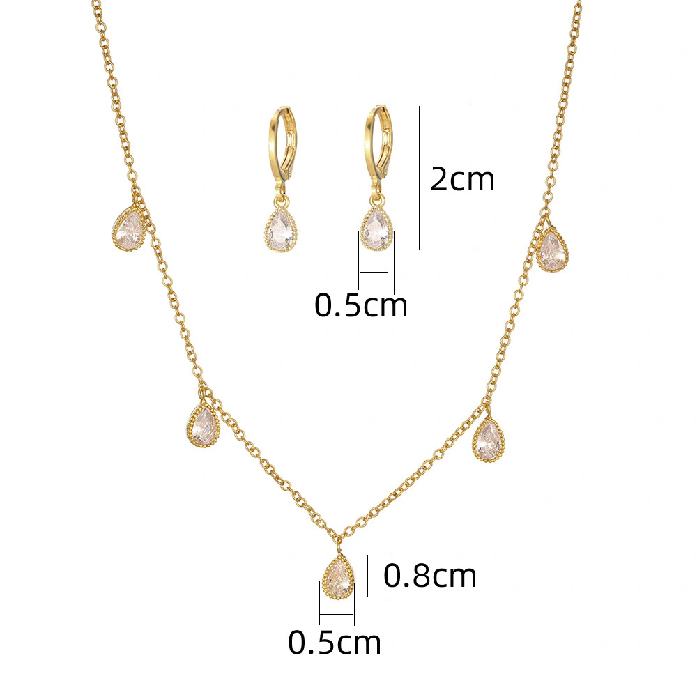 Special Interest Light Luxury Micro-inlaid AAA Zircon Earrings Necklace Set Women's Accessories
