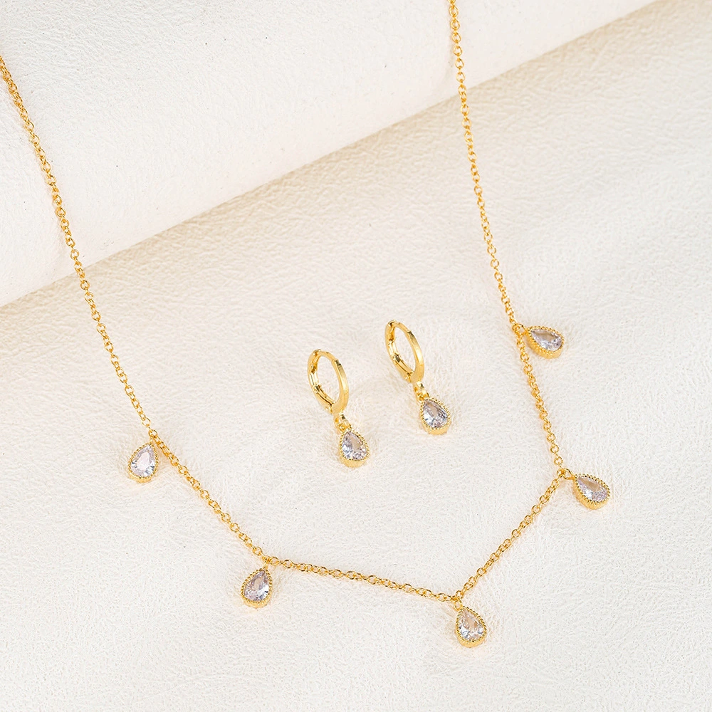Special Interest Light Luxury Micro-inlaid AAA Zircon Earrings Necklace Set Women's Accessories