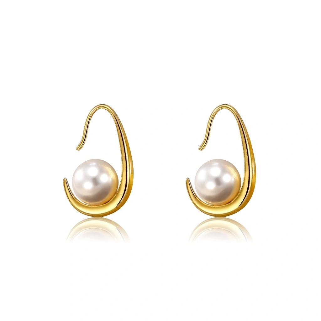 S925 Silver C- Shaped Pearl Earrings