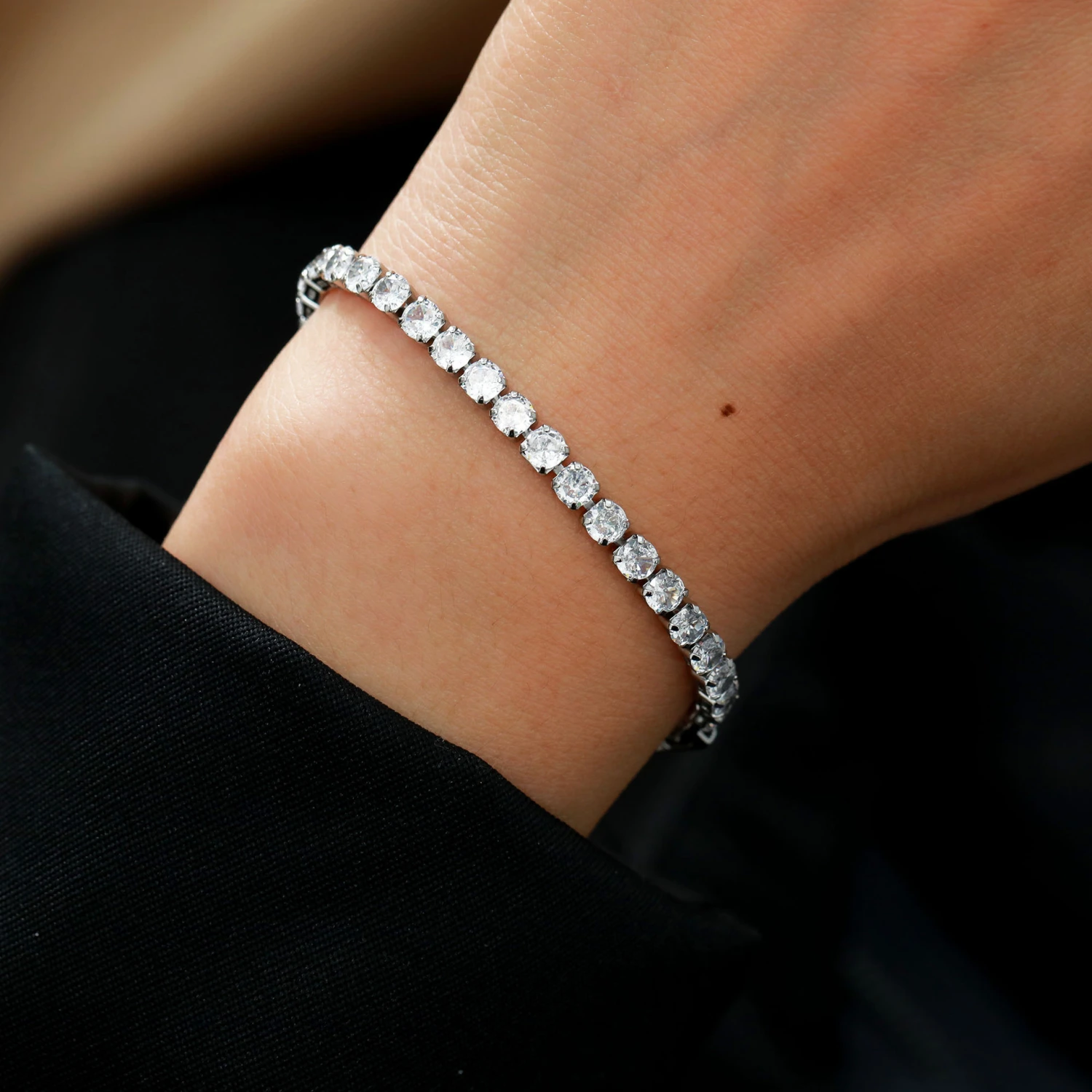 Lightweight Luxury Fully Diamond-encrusted Copper Bracelet